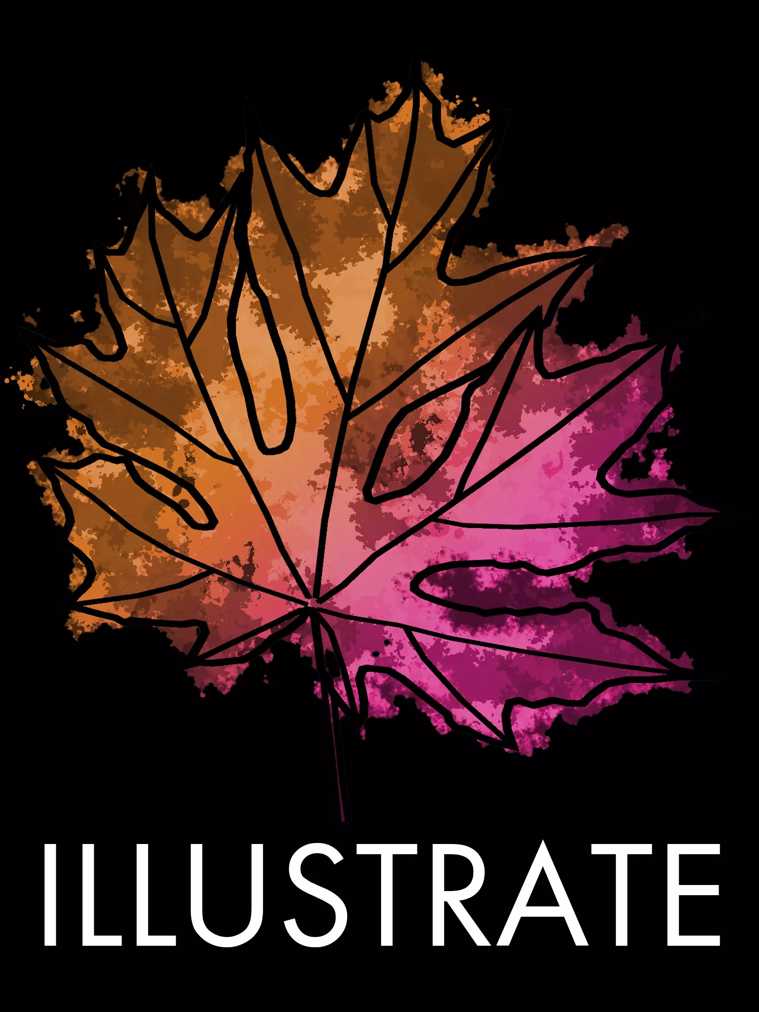 Text saying Illustrate in front of an illustrated leaf
