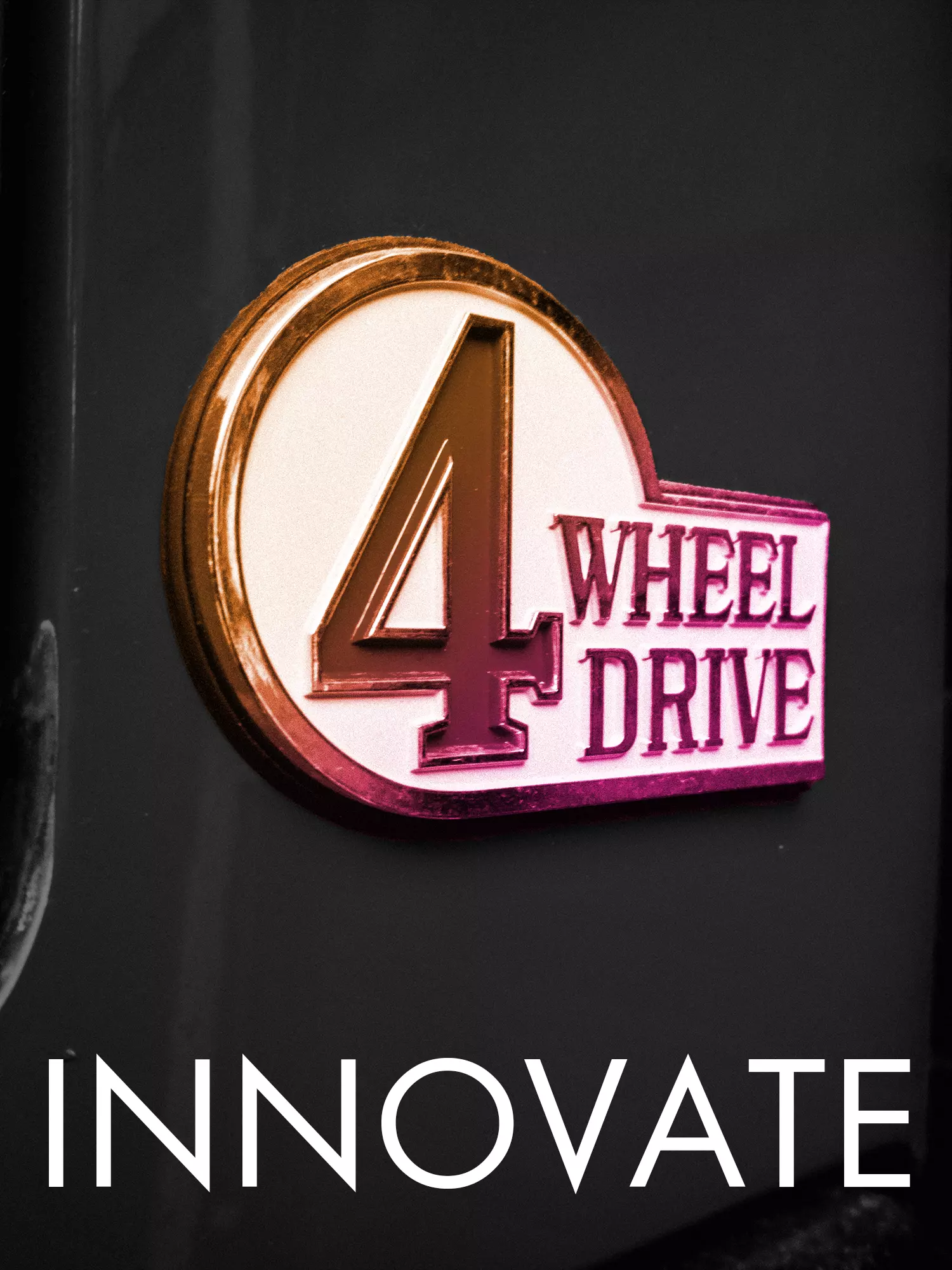 Text saying Innovate in front of a Toyota Landcruiser